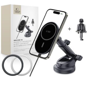 Citas preces Tech-Protect  Tech-Protect mm15W-V6 Magnetic MagSafe Car Holder for Cockpit/Windshield/Air Vent - Black 