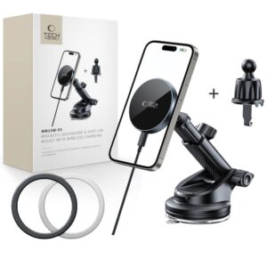 Citas preces Tech-Protect  Tech-Protect mm15W-V5 Magnetic MagSafe Car Holder for Cockpit/Windshield/Air Vent - Black 