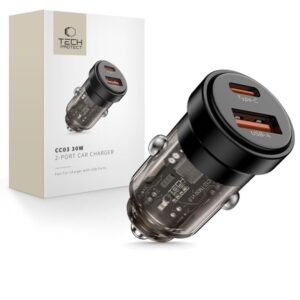 Citas preces Tech-Protect  Tech-Protect CC03 30W 2-Port USB-A / USB-C Car Charger - Black 