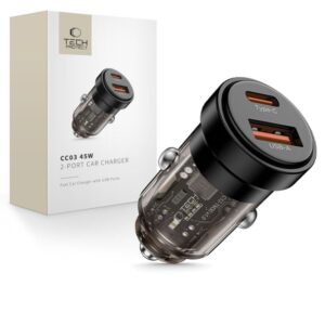 Citas preces Tech-Protect  Tech-Protect CC03 45W 2-Port USB-A / USB-C Car Charger - Black 