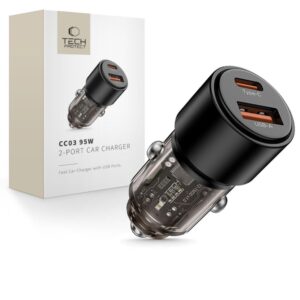 Citas preces Tech-Protect  Tech-Protect CC03 95W 2-Port USB-A / USB-C Car Charger - Black 