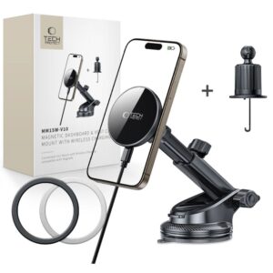 Citas preces Tech-Protect  Tech-Protect mm15W-V10 Magnetic MagSafe Car Holder for Cockpit/Windshield/Air Vent - Black 