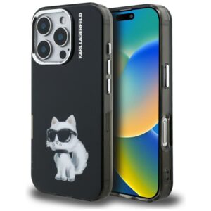 Kitos prekės Karl Lagerfeld  Karl Lagerfeld IML Aquarelle Choupette & Logo Case for iPhone 16 Pro Max - Black 