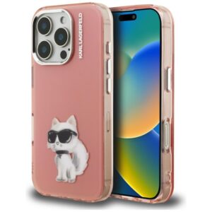 Kitos prekės Karl Lagerfeld  Karl Lagerfeld IML Aquarelle Choupette & Logo iPhone 16 Pro Case - Pink 