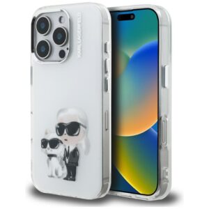 Kitos prekės Karl Lagerfeld  Karl Lagerfeld IML Aquarelle Karl & Choupette & Logo Case for iPhone 16 Pro Max - White 