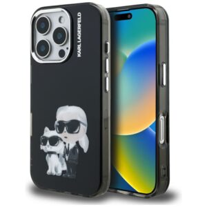 Kitos prekės Karl Lagerfeld  Karl Lagerfeld IML Aquarelle Karl & Choupette & Logo Case for iPhone 16 Pro Max - Black 