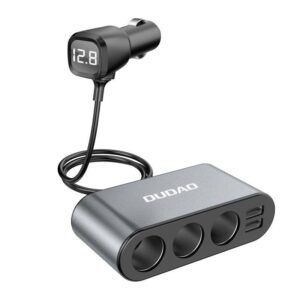 Adapteriai Dudao  Dudao car charger 2x USB / 3x cigarette lighter splitter black (R1Pro black) 