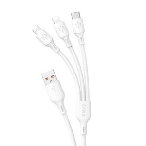 Kabelis Dudao  USB cable - USB C / micro USB / Lightning 480Mb/s 6A 1.2m - white 