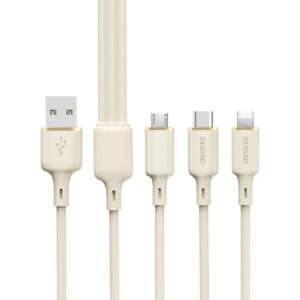 Kitas telefono priedas Dudao  Dudao L7SE 3in1 USB-A - 2x USB-C / Lightning 66W Cable 1.2m - beige 