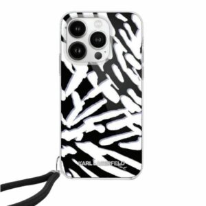 Kitas telefono priedas Karl Lagerfeld  Karl Lagerfeld IML Zebra Pattern & Cord case for iPhone 15 Pro Max - black 