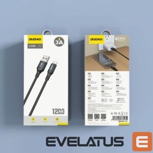 Kabelis Dudao  Dudao L3SM USB-A - MicroUSB 3A 1.2m Braided Cable - Black 