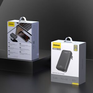 Adapteriai Dudao  GaN Dudao A65Q 65W USB-A / USB-C PD Ultra-Thin Travel Wall Charger EU / US - Black 