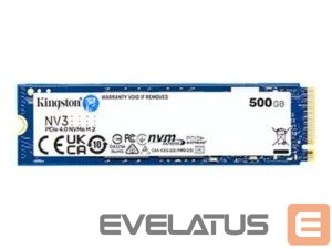 Cietais disks SSD Kingston  SSD | NV3 | 500 GB | SSD form factor M.2 2280 | Solid-state drive interface PCIe NVMe Gen 4.0 (x4) | Read speed 5000 MB/s | Write speed 3000 MB/s 
