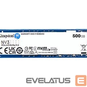 Kõvaketas SSD Kingston  SSD | NV3 | 500 GB | SSD form factor M.2 2280 | Solid-state drive interface PCIe NVMe Gen 4.0 (x4) | Read speed 5000 MB/s | Write speed 3000 MB/s 