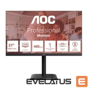 Monitors AOC  U27E4CV | 27 " | IPS | UHD | 16:9 | 60 Hz | 4 ms | 3840 x 2160 pixels | 400 cd/m² | HDMI ports quantity 2 | Black 