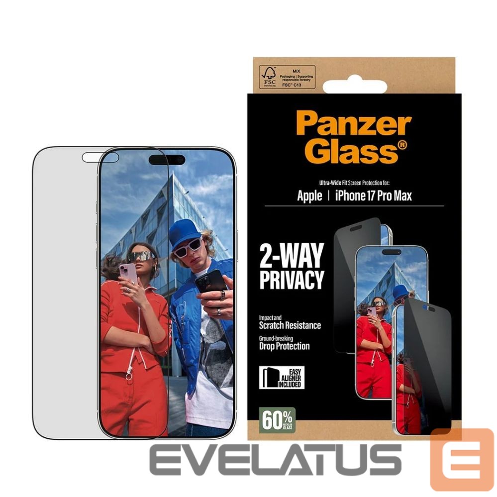 Tagakaaned PanzerGlass Screen protector | Apple | iPhone 17 Pro Max | Glass | Transparent | Ultra-Wide Fit w. EasyAligner
