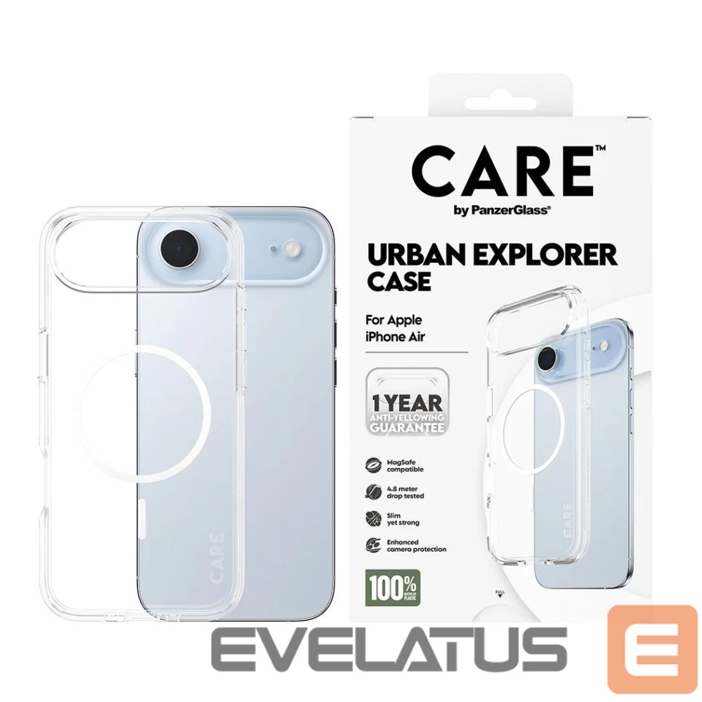 Tagakaaned PanzerGlass Back cover | Apple | iPhone Air | Recycled plastic | Transparent | Urban Explorer w. White MagSafe