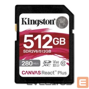Mälukaardid Kingston  SDXC II V60 React Plus | SDR2V6/512GB | 512 GB | SDXC | Flash memory class Class 10, UHS-II, U3, V60 
