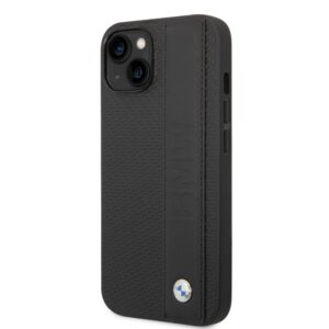 Back panel cover BMW - BMW Signature Leather Big Logo Case for iPhone 14 Plus Black 