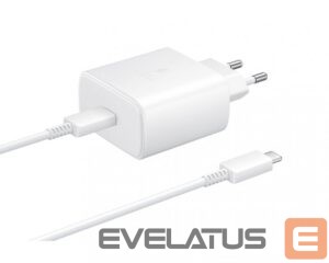 Adapteris Samsung  EP-TA845EWE + EP-DW767JWE Samsung 45W Travel Charger + USB-C/USB-C Data Cable White (OOB Bulk) 