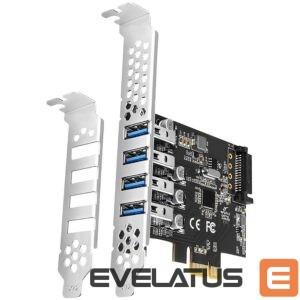 Adapter Axagon  Axagon PCI-Express card with four external USB 3.2 Gen1 ports with dual power. Renesas chipset. Standard & Low profile. 