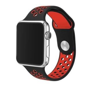 Siksniņa Tactical Apple Watch 42mm / 44mm Double Silicone Band Black Red