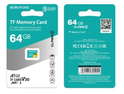 Memory cards Borofone MICROSD MEMORY CARD 64GB SDXC CLASS10 95MB/S
