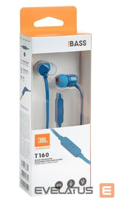 Kõrvaklapid JBL T160 In-Ear Headset 3,5mm Blue