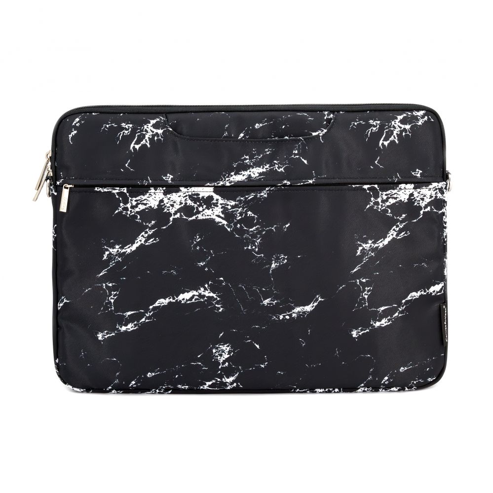 Laptop Bag iLike 15-16 Inches Fabric Laptop Bag With Strap Marble Black