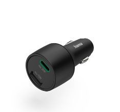 Auto charger Hama  Car Fast Charger, 1x USB-C, 1x USB-A, PD, 32 W Black