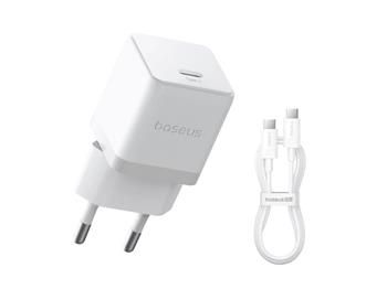 Adaptrid Baseus alm Fast Charger USB-C 20W + Data Cable USB-C/USB-C 1m White