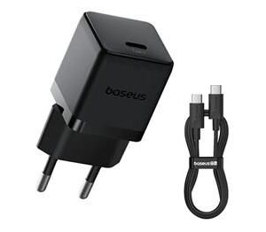 Adaptrid Baseus  Palm Fast Charger USB-C 20W + Data Cable USB-C/USB-C 1m Black