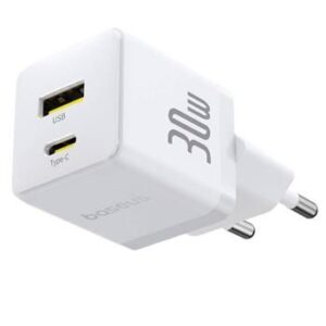 Adaptrid Baseus  Palm Fast Charger USB-A + USB-C 30W White