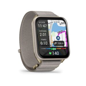 Nutikell Garmin  Venu X1 Soft Gold with Titanium Caseback and French Grey Nylon Band 