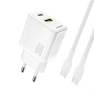 Adaptrid Dudao  Dudao A27TCEU PD 30W GaN USB-A USB-C Wall Charger with USB-C Cable White