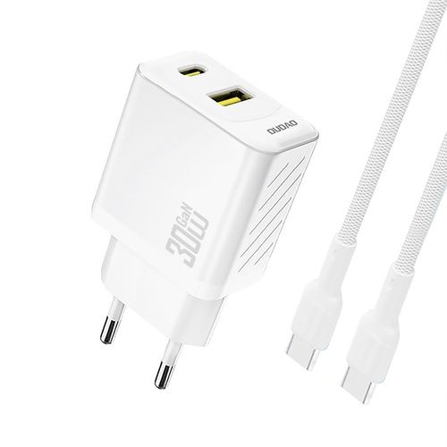 Adaptrid Dudao Dudao A27TCEU PD 30W GaN USB-A USB-C Wall Charger with USB-C Cable White