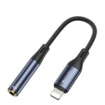 Audio cable yesido  YAU37 Lightning Port Aluminum Alloy Nylon Audio Adapter Cable |Lightning To 3.5mm Adapter For Iphone Black