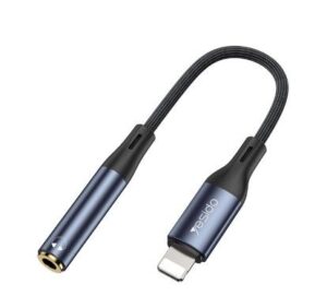 Audio cable yesido  YAU37 Lightning Port Aluminum Alloy Nylon Audio Adapter Cable |Lightning To 3.5mm Adapter For Iphone Black