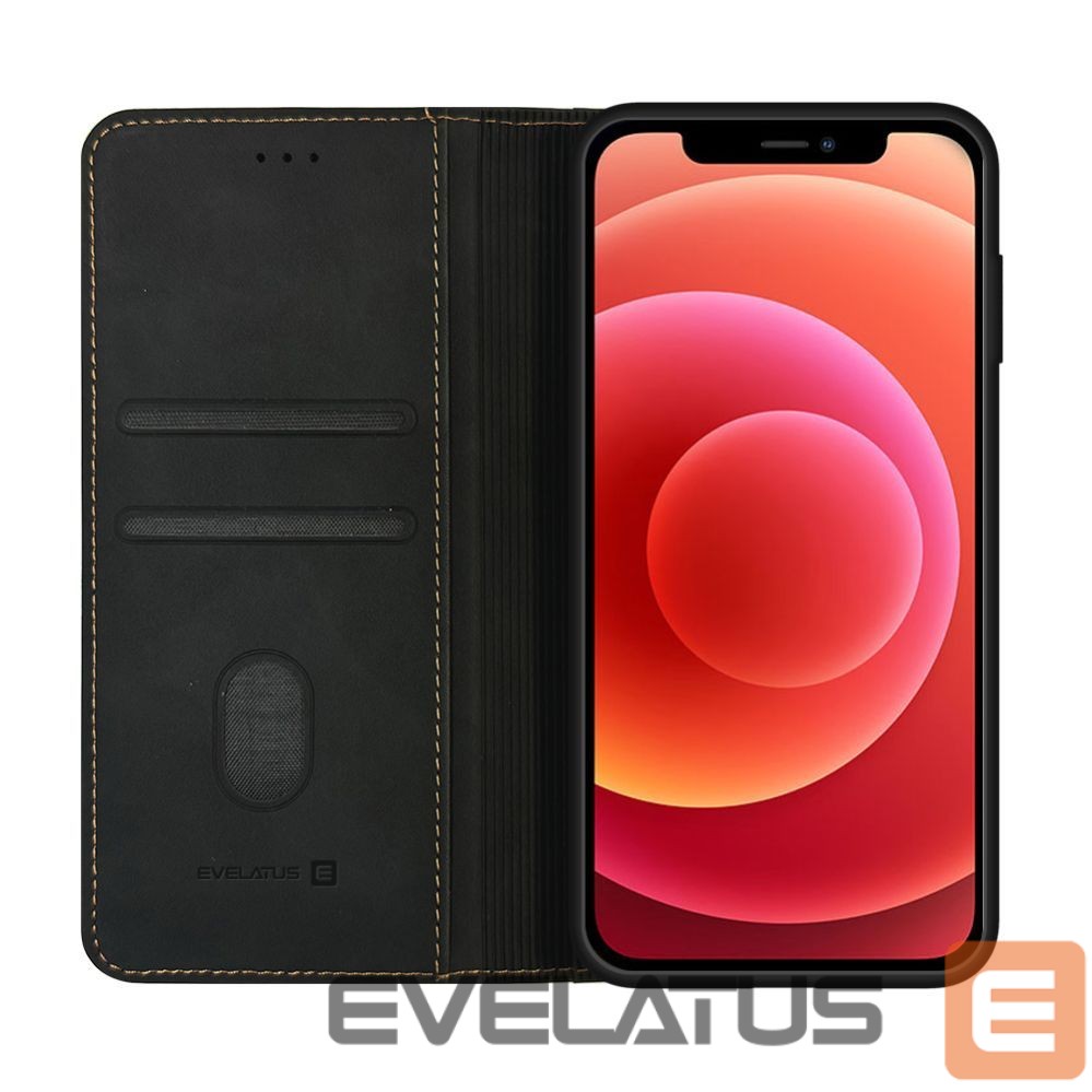 Kaaned - kaaned Evelatus Apple iPhone 12 / 12 Pro Book Case Folio Black