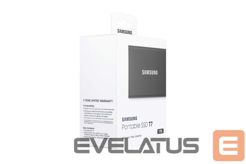 Flash drive Samsung Samsung MU-PC1T0T/WW Portable SSD T7 USB 3.2 1TB Silver