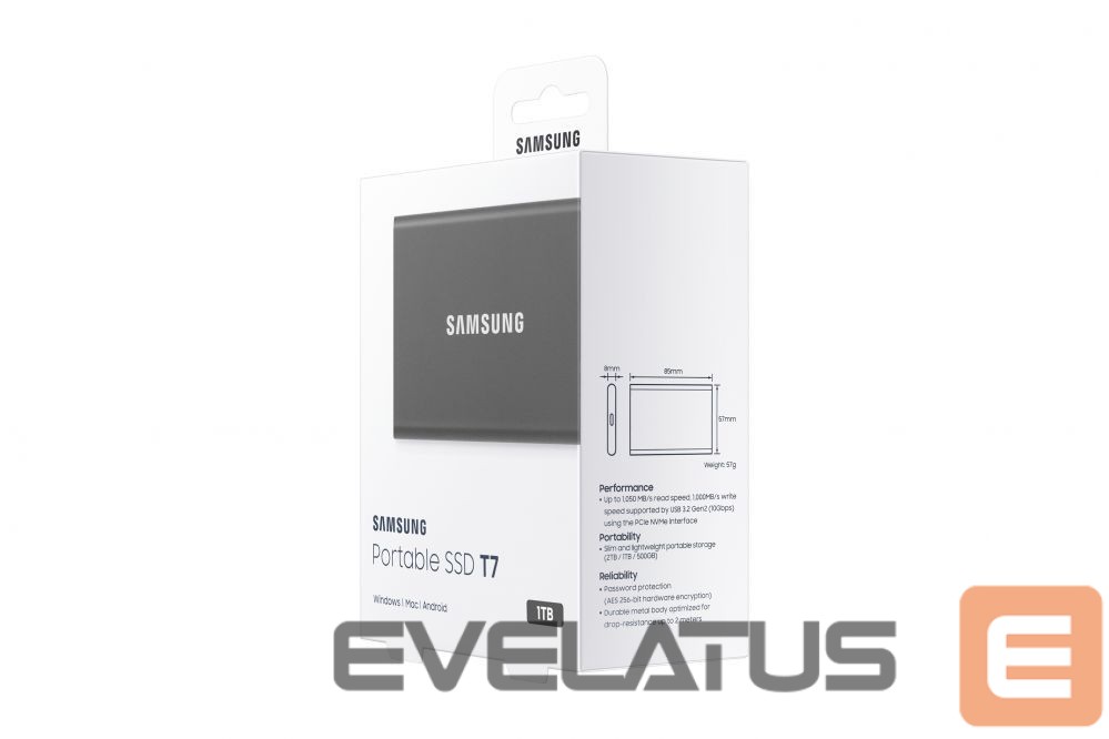 Flash drive Samsung Samsung MU-PC1T0T/WW Portable SSD T7 USB 3.2 1TB Silver