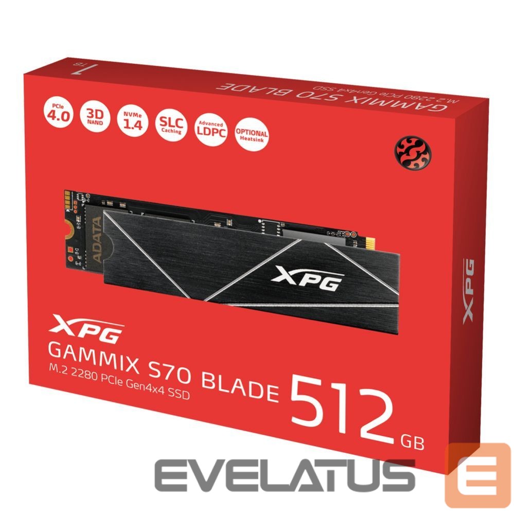 Hard drive SSD ADATA XPG Gammix S70 BLADE PCIe Gen4x4 Solid State Drive 512GB