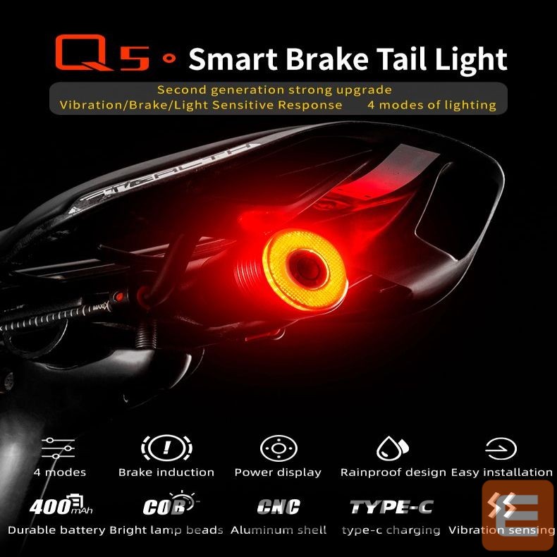 Teine toode Rockbros Rockbros Q5 rear bicycle light with intelligent stop system - black