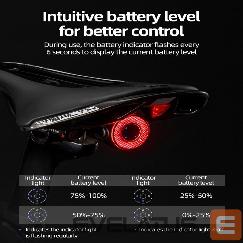 Teine toode Rockbros Rockbros Q5 rear bicycle light with intelligent stop system - black