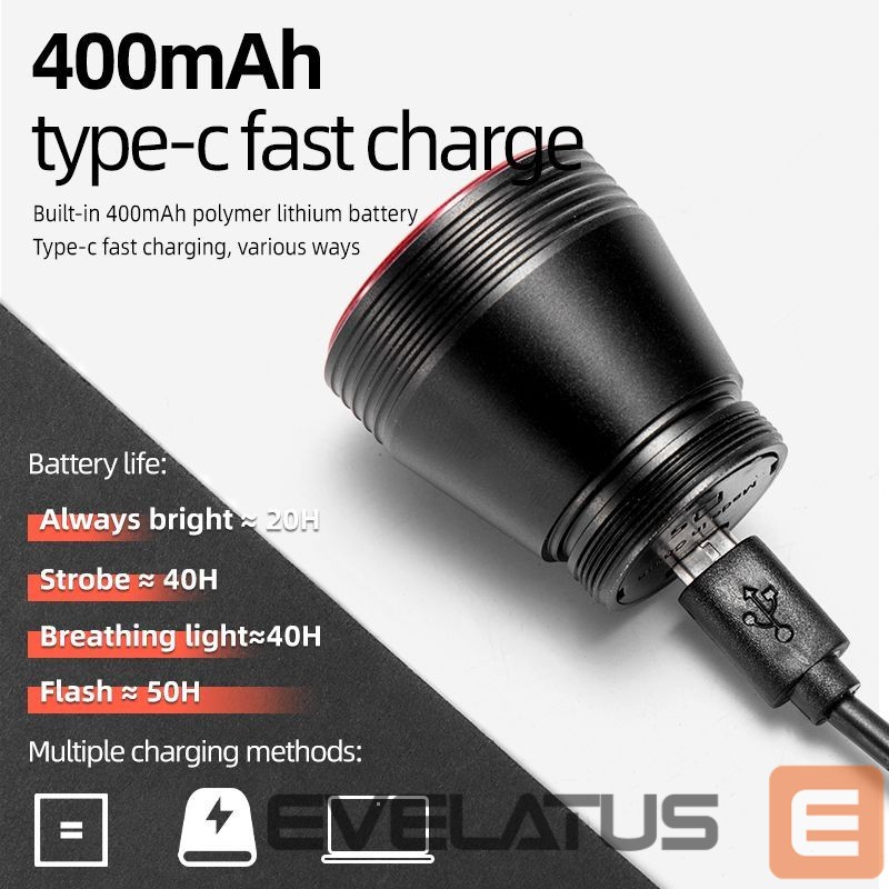 Teine toode Rockbros Rockbros Q5 rear bicycle light with intelligent stop system - black