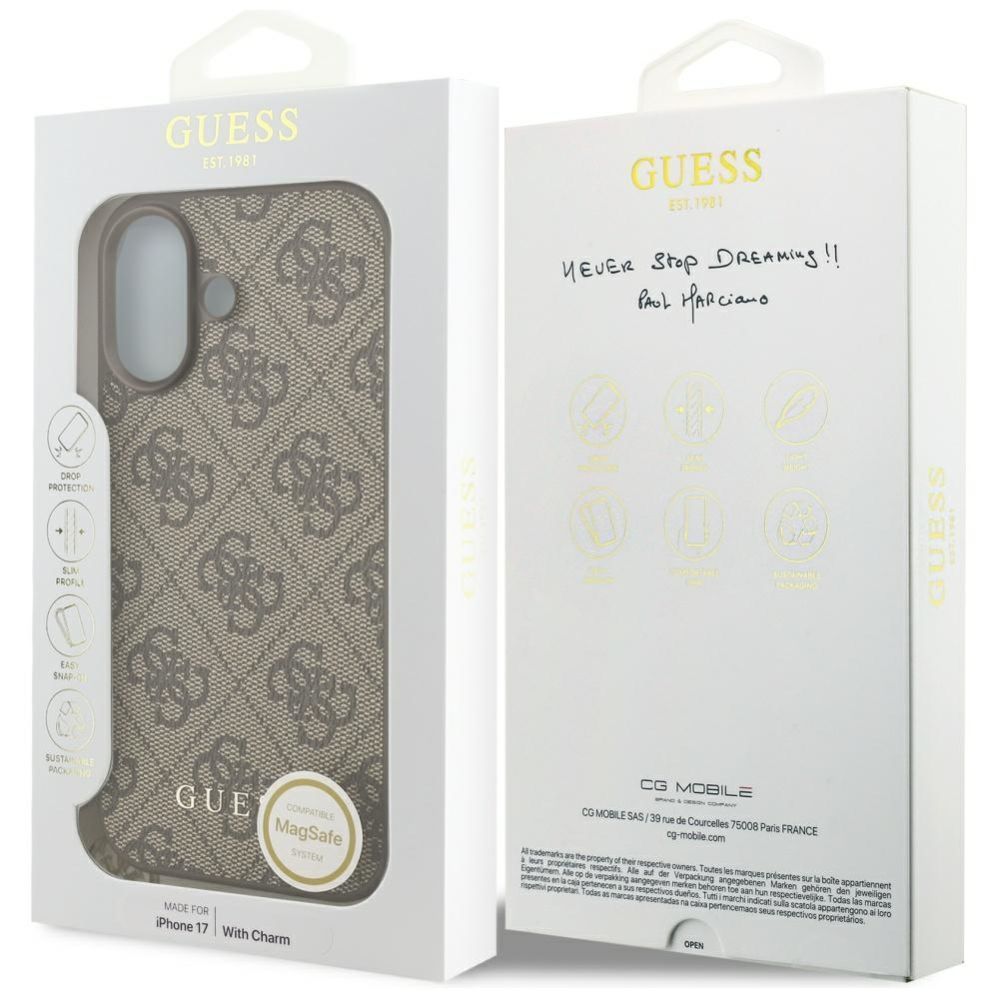 Muud kaubad Guess Guess 4G Charms Collection MagSafe case for iPhone 17 - brown