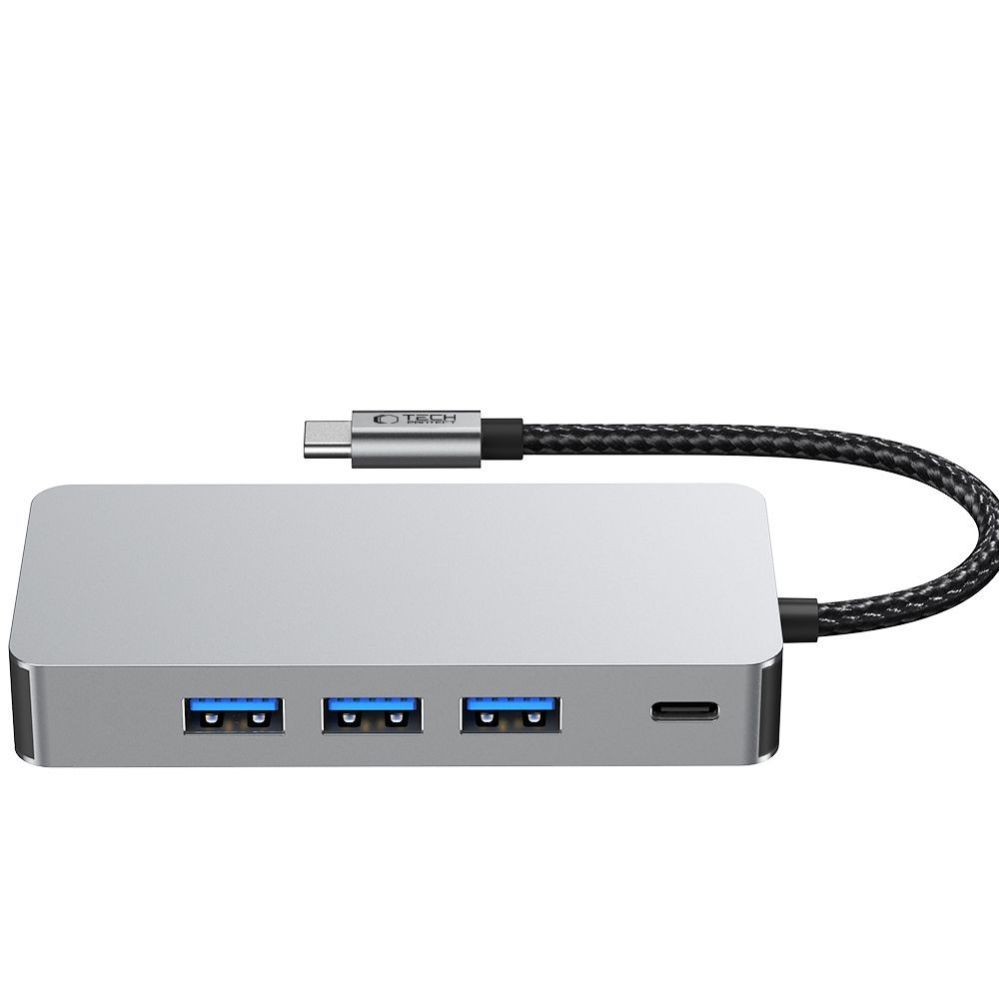 Muud kaubad Tech-Protect Tech-Protect HB05 HUB 9in1 USB-C + USB2.0 + USB3.0 + HDMI 4K 60HZ + SD / TF + PD100W + RJ45 adapter - gray