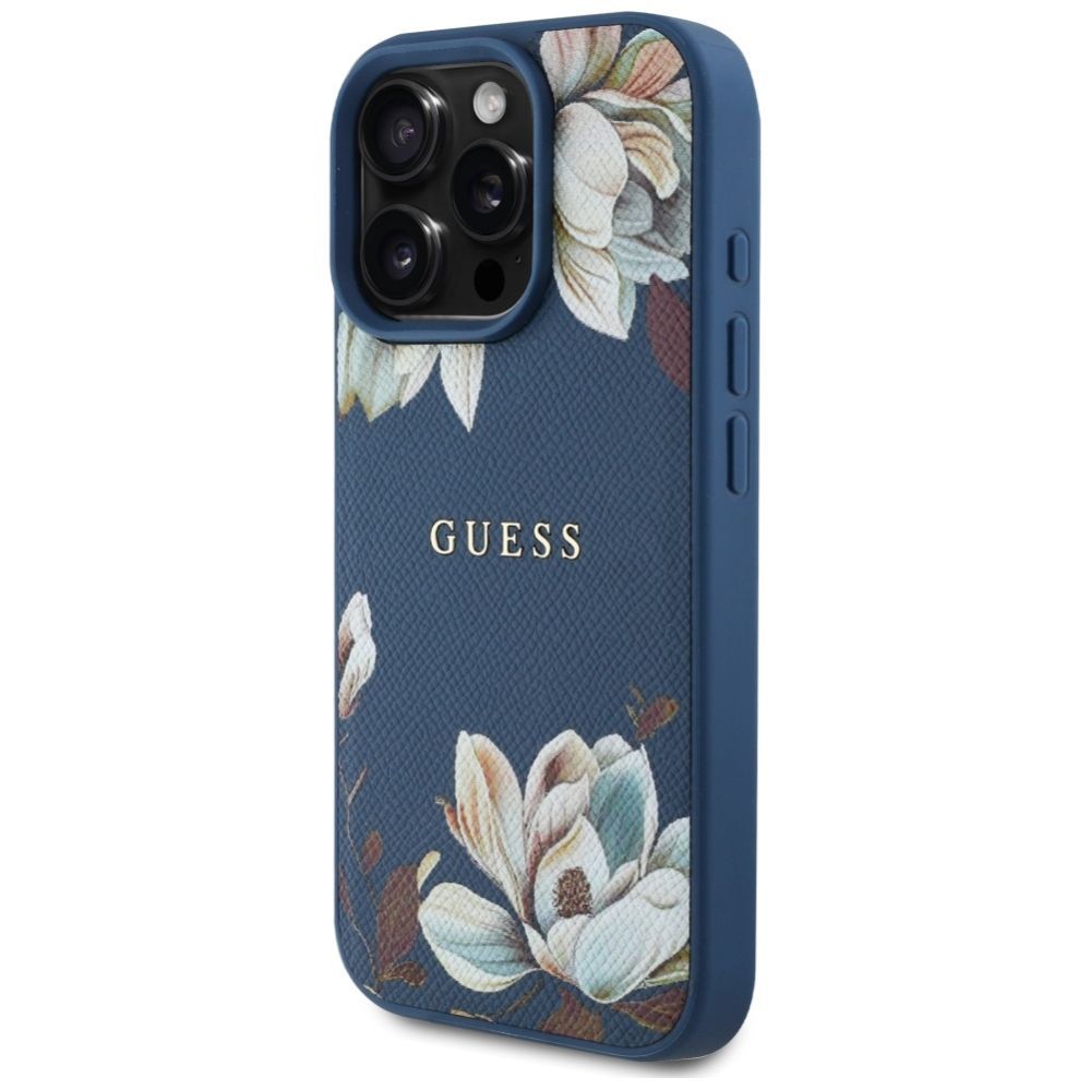 Muud kaubad Guess Guess Grained Printed Flower Pattern MagSafe case for iPhone 16 Pro blue