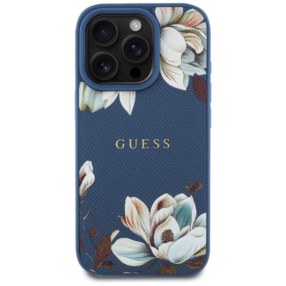 Muud kaubad Guess Guess Grained Printed Flower Pattern MagSafe case for iPhone 16 Pro blue