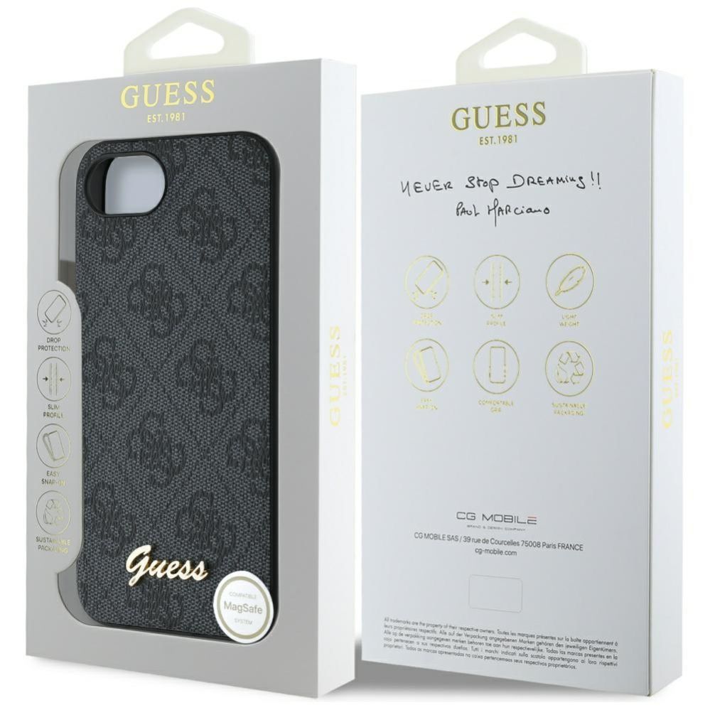 Muud kaubad Guess Guess 4G Script Logo MagSafe case for iPhone 16e - black